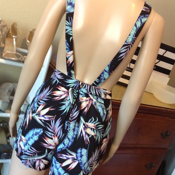 Adorable tropical printed short overalls J016 - Picture 6 of 7